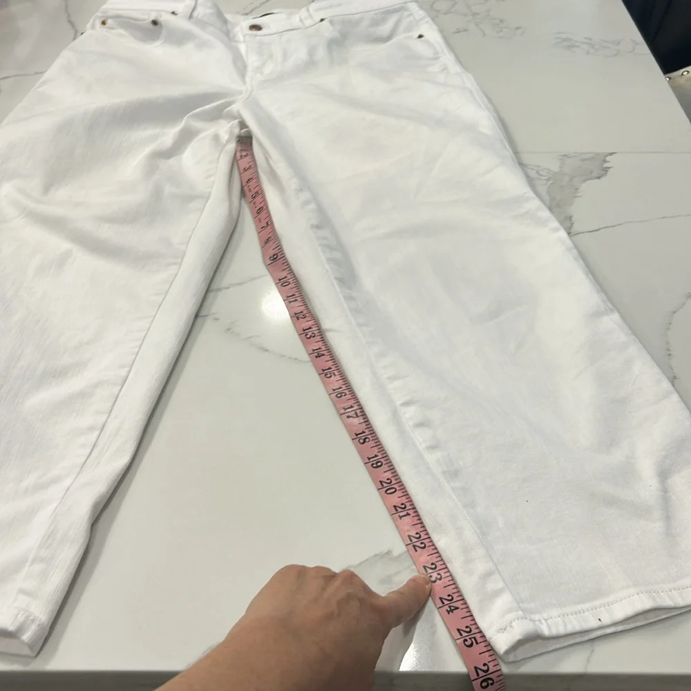Talbots High Waist Straight Ankle White Jeans. Size 12 - Picture 6 of 14